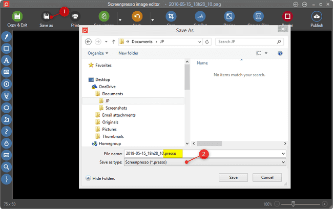 Screenshot of Screenpresso built-in editor